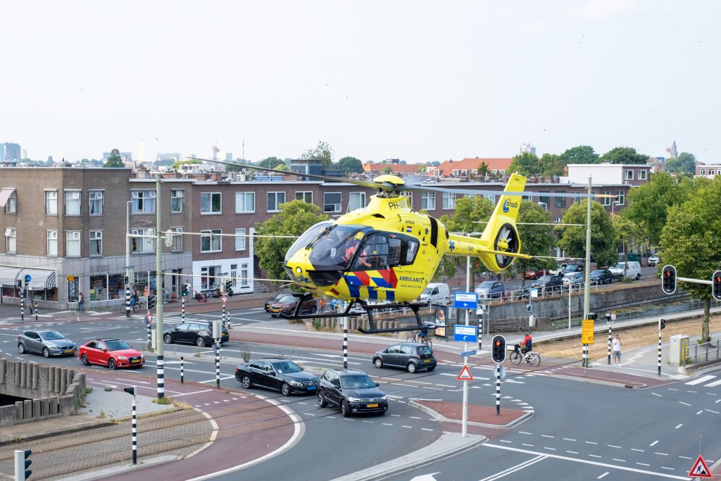 Den Haag Netherlands helicopter ambulance street sky road